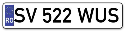 Placuta inmatriculare numar auto  SV-522-WUS, SV 522 WUS, SV522WUS