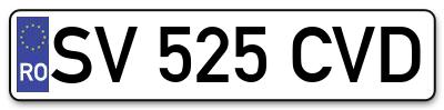 Placuta inmatriculare numar auto  SV-525-CVD, SV 525 CVD, SV525CVD