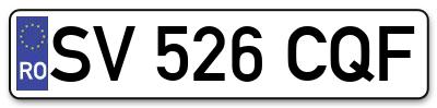 Placuta inmatriculare numar auto  SV-526-CQF, SV 526 CQF, SV526CQF