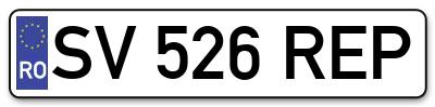Placuta inmatriculare numar auto  SV-526-REP, SV 526 REP, SV526REP