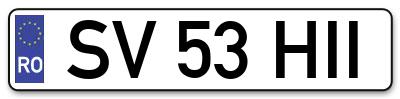 Placuta inmatriculare numar auto  SV-53-HII, SV 53 HII, SV53HII