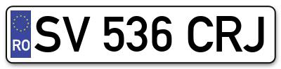 Placuta inmatriculare numar auto  SV-536-CRJ, SV 536 CRJ, SV536CRJ
