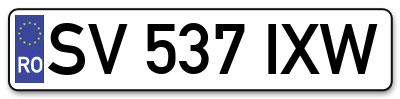 Placuta inmatriculare numar auto  SV-537-IXW, SV 537 IXW, SV537IXW