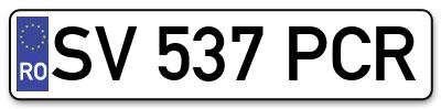 Placuta inmatriculare numar auto  SV-537-PCR, SV 537 PCR, SV537PCR