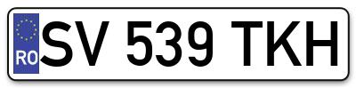 Placuta inmatriculare numar auto  SV-539-TKH, SV 539 TKH, SV539TKH