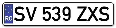 Placuta inmatriculare numar auto  SV-539-ZXS, SV 539 ZXS, SV539ZXS