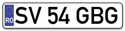 Placuta inmatriculare numar auto  SV-54-GBG, SV 54 GBG, SV54GBG