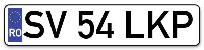 Placuta inmatriculare numar auto  SV-54-LKP, SV 54 LKP, SV54LKP