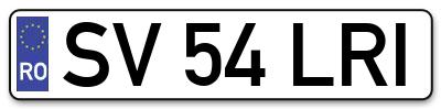 Placuta inmatriculare numar auto  SV-54-LRI, SV 54 LRI, SV54LRI