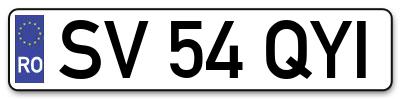 Placuta inmatriculare numar auto  SV-54-QYI, SV 54 QYI, SV54QYI