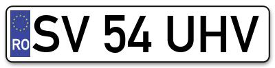 Placuta inmatriculare numar auto  SV-54-UHV, SV 54 UHV, SV54UHV