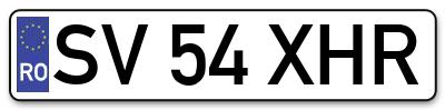 Placuta inmatriculare numar auto  SV-54-XHR, SV 54 XHR, SV54XHR