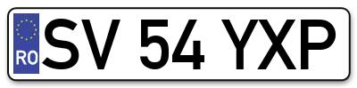 Placuta inmatriculare numar auto  SV-54-YXP, SV 54 YXP, SV54YXP
