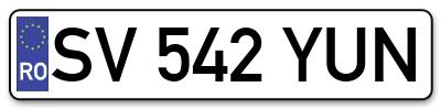 Placuta inmatriculare numar auto  SV-542-YUN, SV 542 YUN, SV542YUN