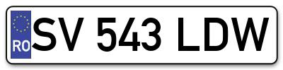 Placuta inmatriculare numar auto  SV-543-LDW, SV 543 LDW, SV543LDW