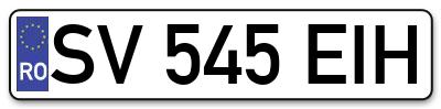 Placuta inmatriculare numar auto  SV-545-EIH, SV 545 EIH, SV545EIH