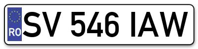Placuta inmatriculare numar auto  SV-546-IAW, SV 546 IAW, SV546IAW