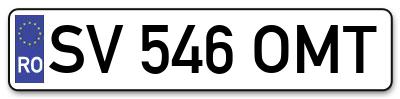 Placuta inmatriculare numar auto  SV-546-OMT, SV 546 OMT, SV546OMT