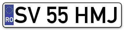 Placuta inmatriculare numar auto  SV-55-HMJ, SV 55 HMJ, SV55HMJ
