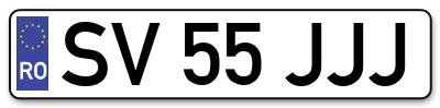 Placuta inmatriculare numar auto  SV-55-JJJ, SV 55 JJJ, SV55JJJ