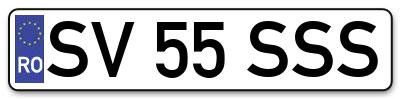 Placuta inmatriculare numar auto  SV-55-SSS, SV 55 SSS, SV55SSS