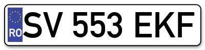 Placuta inmatriculare numar auto  SV-553-EKF, SV 553 EKF, SV553EKF