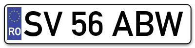 Placuta inmatriculare numar auto  SV-56-ABW, SV 56 ABW, SV56ABW
