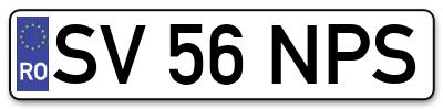 Placuta inmatriculare numar auto  SV-56-NPS, SV 56 NPS, SV56NPS