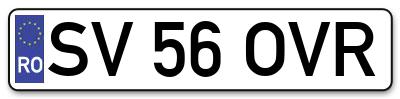 Placuta inmatriculare numar auto  SV-56-OVR, SV 56 OVR, SV56OVR