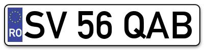 Placuta inmatriculare numar auto  SV-56-QAB, SV 56 QAB, SV56QAB