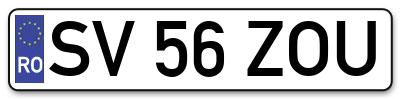 Placuta inmatriculare numar auto  SV-56-ZOU, SV 56 ZOU, SV56ZOU