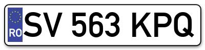Placuta inmatriculare numar auto  SV-563-KPQ, SV 563 KPQ, SV563KPQ