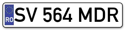 Placuta inmatriculare numar auto  SV-564-MDR, SV 564 MDR, SV564MDR