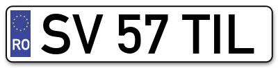 Placuta inmatriculare numar auto  SV-57-TIL, SV 57 TIL, SV57TIL