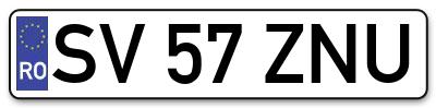 Placuta inmatriculare numar auto  SV-57-ZNU, SV 57 ZNU, SV57ZNU
