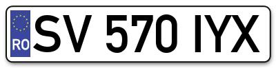Placuta inmatriculare numar auto  SV-570-IYX, SV 570 IYX, SV570IYX