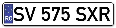 Placuta inmatriculare numar auto  SV-575-SXR, SV 575 SXR, SV575SXR