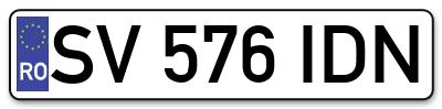Placuta inmatriculare numar auto  SV-576-IDN, SV 576 IDN, SV576IDN