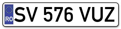 Placuta inmatriculare numar auto  SV-576-VUZ, SV 576 VUZ, SV576VUZ