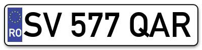 Placuta inmatriculare numar auto  SV-577-QAR, SV 577 QAR, SV577QAR