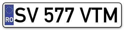 Placuta inmatriculare numar auto  SV-577-VTM, SV 577 VTM, SV577VTM