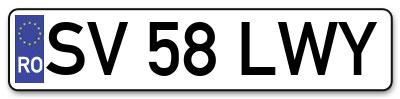 Placuta inmatriculare numar auto  SV-58-LWY, SV 58 LWY, SV58LWY