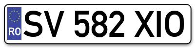 Placuta inmatriculare numar auto  SV-582-XIO, SV 582 XIO, SV582XIO