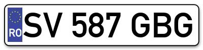 Placuta inmatriculare numar auto  SV-587-GBG, SV 587 GBG, SV587GBG