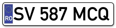 Placuta inmatriculare numar auto  SV-587-MCQ, SV 587 MCQ, SV587MCQ