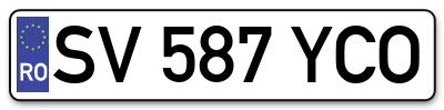 Placuta inmatriculare numar auto  SV-587-YCO, SV 587 YCO, SV587YCO