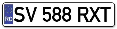 Placuta inmatriculare numar auto  SV-588-RXT, SV 588 RXT, SV588RXT