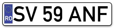 Placuta inmatriculare numar auto  SV-59-ANF, SV 59 ANF, SV59ANF