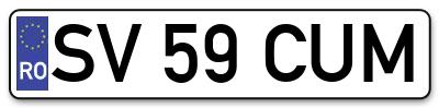 Placuta inmatriculare numar auto  SV-59-CUM, SV 59 CUM, SV59CUM