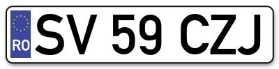 Placuta inmatriculare numar auto  SV-59-CZJ, SV 59 CZJ, SV59CZJ